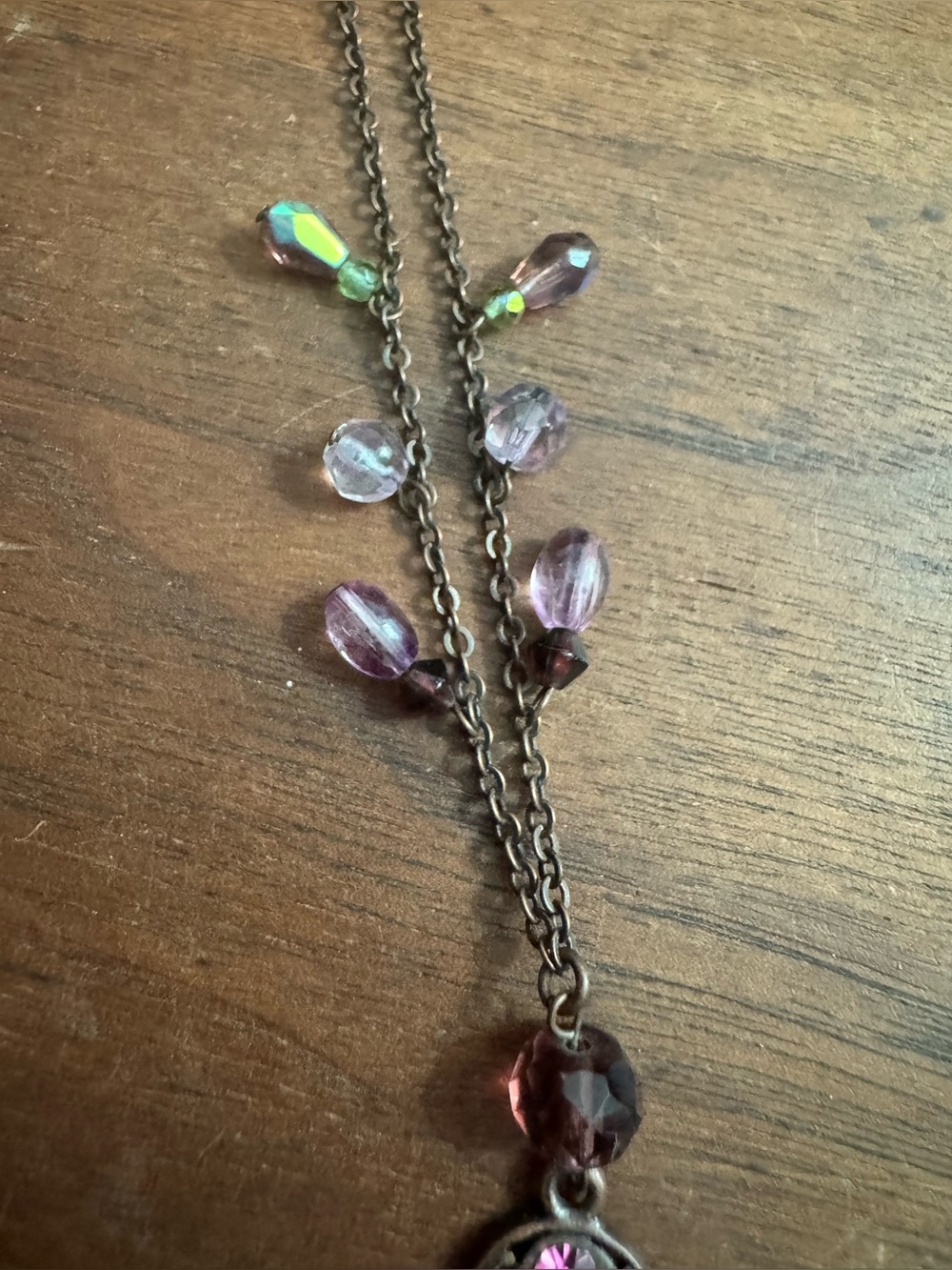 Cookie Lee Shell Abalone Flower Dangle Necklace w/Beads & Crystals *READ* - Picture 3 of 8